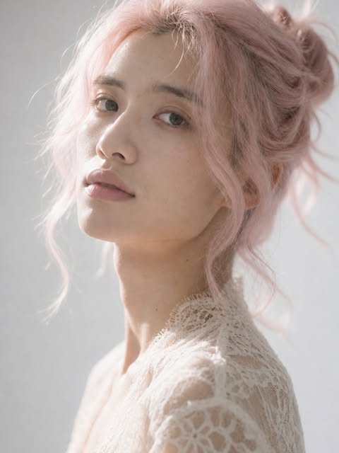 Alex in soft pink light
